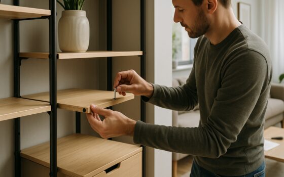 Arredi modulari progettati per essere smontati, riparati e riutilizzati in un interno contemporaneo