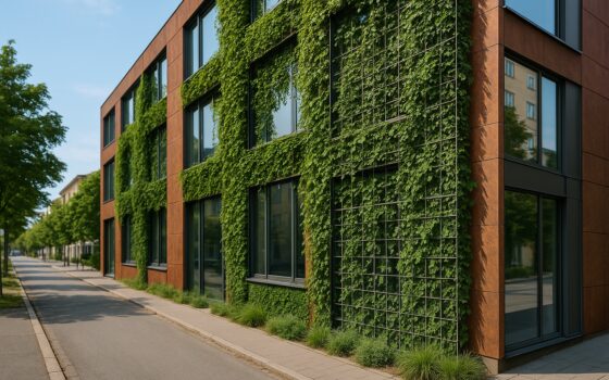 Facciata verde integrata su edificio urbano per migliorare il comfort microclimatico
